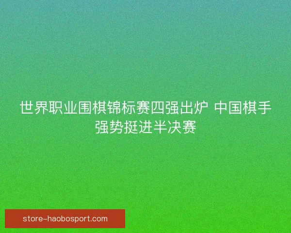 世界职业围棋锦标赛四强出炉 中国棋手强势挺进半决赛